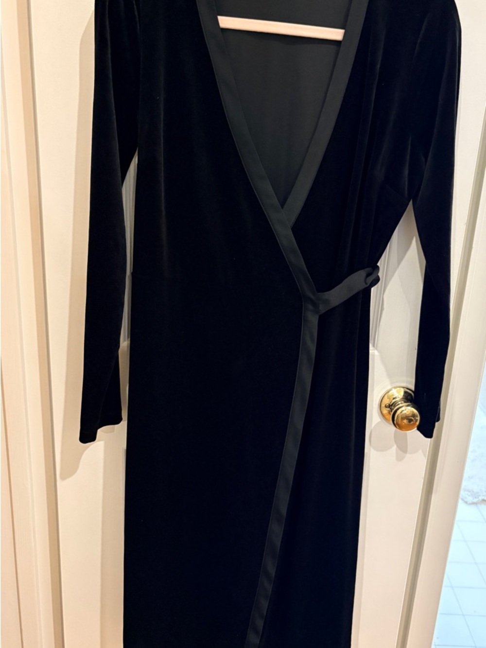 Ann Taylor Black Wrap around velvet dress